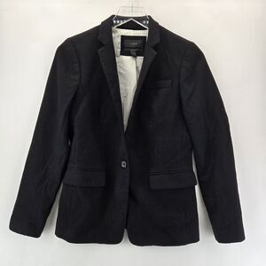 J Crew Wool Blazer Womens 2 Regent Black Single Breasted One Button Academia